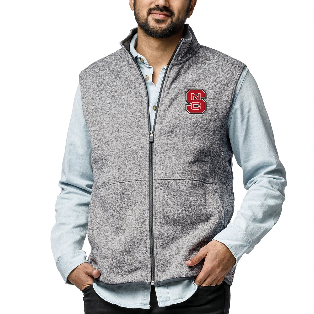 Men's League Collegiate Wear Heather Gray NC State Wolfpack Saranac Full-Zip Vest