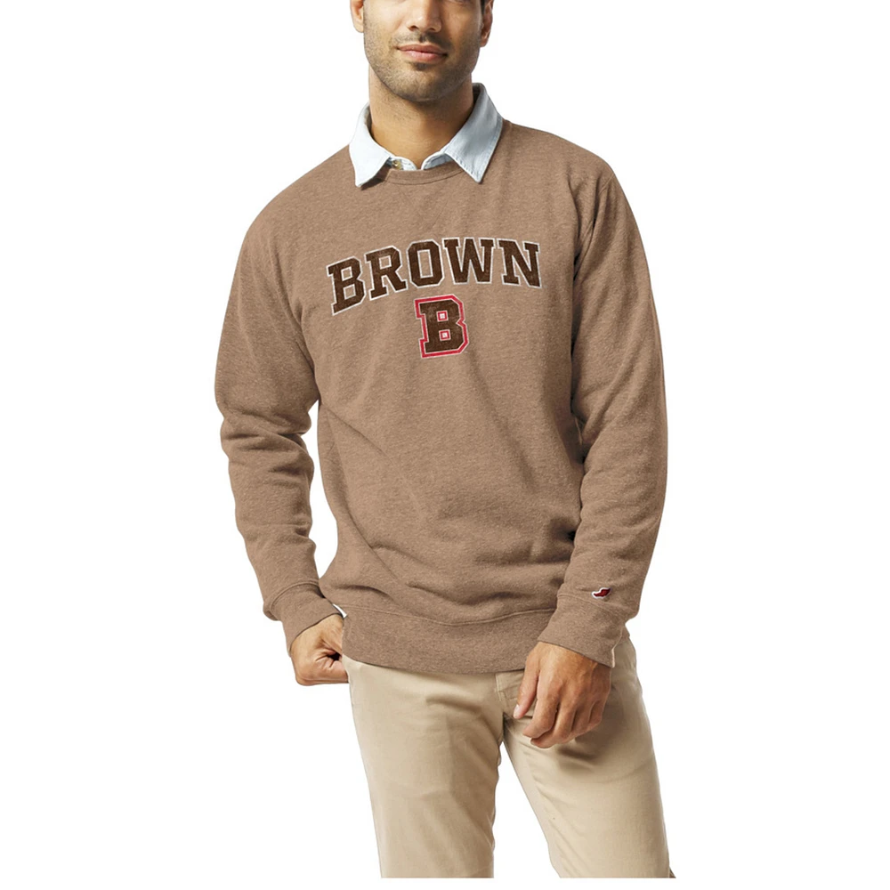 Men's League Collegiate Wear White Brown Bears Heritage Tri-Blend Pullover Sweatshirt