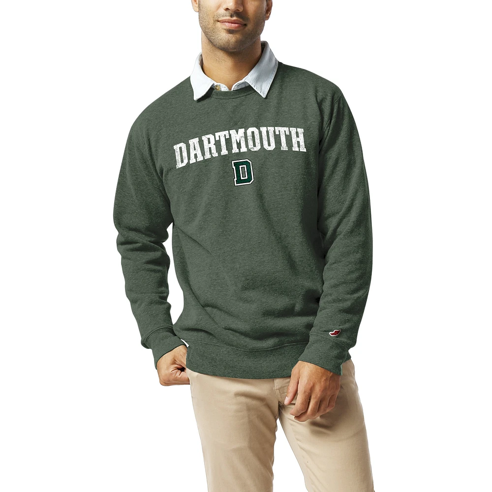 Men's League Collegiate Wear Heather Green Dartmouth Big Heritage Tri-Blend Pullover Sweatshirt