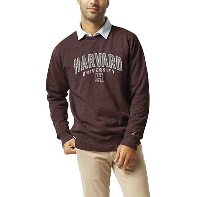 Men's League Collegiate Wear Heather Maroon Harvard Crimson Heritage Tri-Blend Pullover Sweatshirt