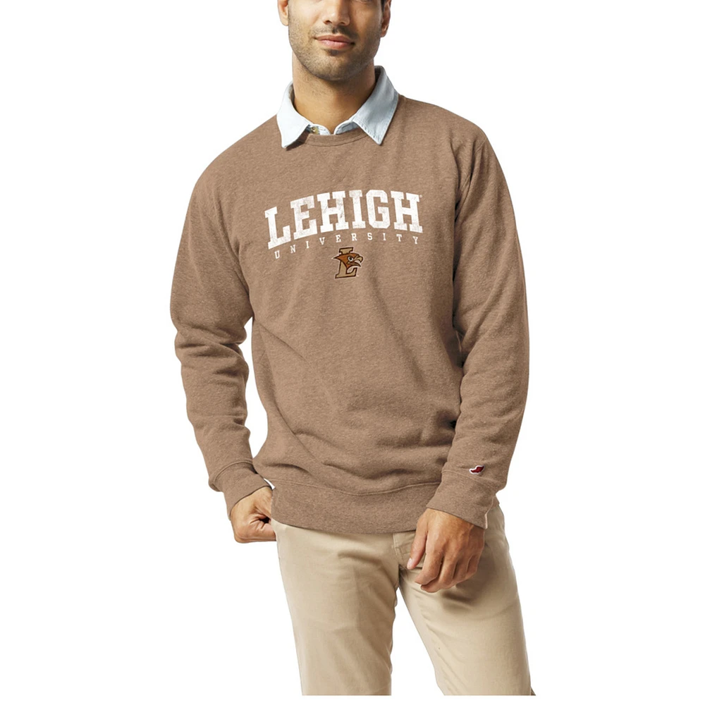 Men's League Collegiate Wear White Lehigh Mountain Hawks Heritage Tri-Blend Pullover Sweatshirt