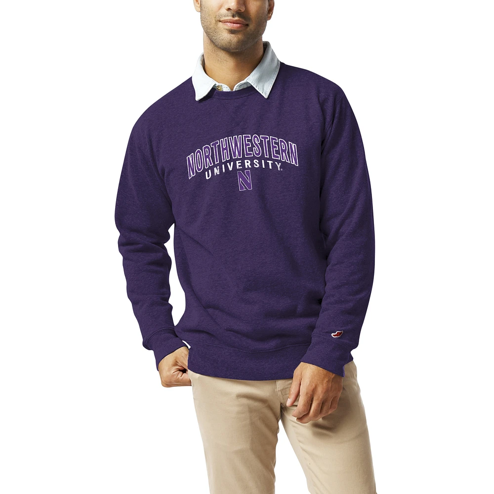 Men's League Collegiate Wear Heather Purple Northwestern Wildcats Heritage Tri-Blend Pullover Sweatshirt