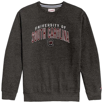 Men's League Collegiate Wear Heather Charcoal South Carolina Gamecocks Heritage Tri-Blend Pullover Sweatshirt