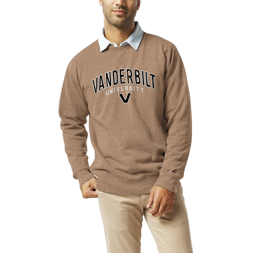 Men's League Collegiate Wear White Vanderbilt Commodores Heritage Tri-Blend Pullover Sweatshirt