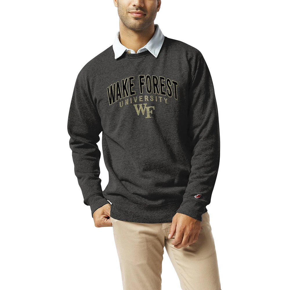 Men's League Collegiate Wear Heather Charcoal Wake Forest Demon Deacons Heritage Tri-Blend Pullover Sweatshirt
