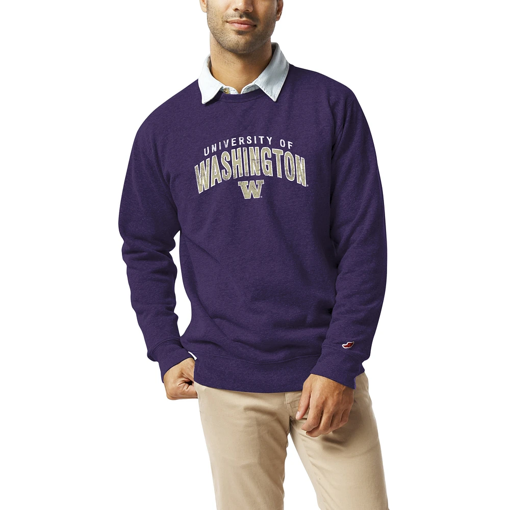 Men's League Collegiate Wear Heather Purple Washington Huskies Heritage Tri-Blend Pullover Sweatshirt