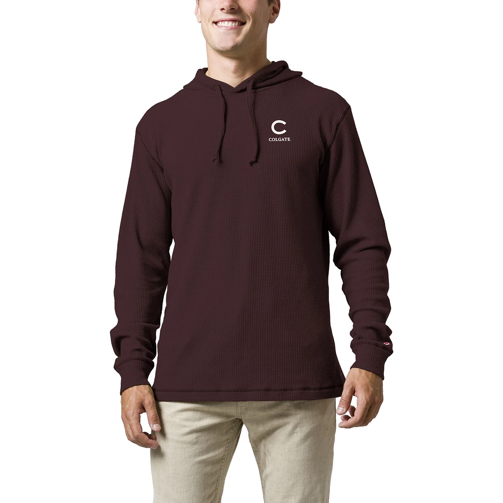 Men's League Collegiate Wear Maroon Colgate Raiders Waffle Knit Pullover Hoodie