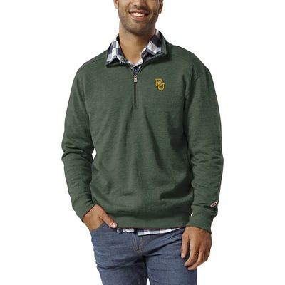 Men's League Collegiate Wear Heather Green Baylor Bears Heritage Tri-Blend Quarter-Zip Pullover Sweatshirt