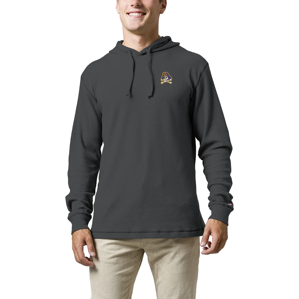 Men's League Collegiate Wear Charcoal ECU Pirates Waffle Knit Pullover Hoodie