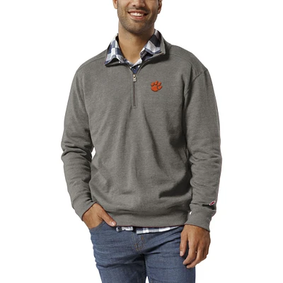 Men's League Collegiate Wear Heather Gray Clemson Tigers Heritage Tri-Blend Quarter-Zip Pullover Sweatshirt