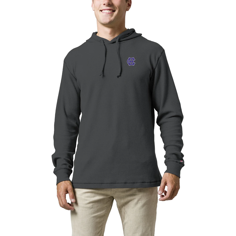 Men's League Collegiate Wear Charcoal Holy Cross Crusaders Waffle Knit Pullover Hoodie