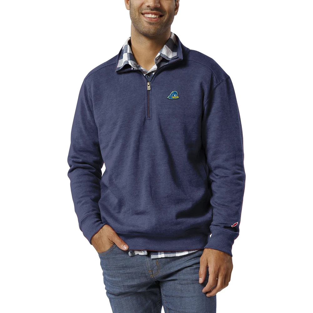 Men's League Collegiate Wear Heather Royal Delaware Fightin' Blue Hens Heritage Tri-Blend Quarter-Zip Pullover Sweatshirt