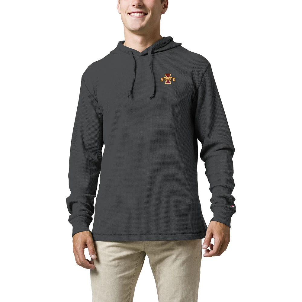 Men's League Collegiate Wear Charcoal Iowa State Cyclones Waffle Knit Pullover Hoodie