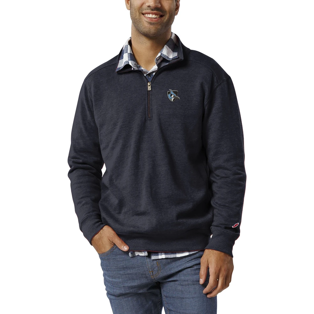 Men's League Collegiate Wear Heather Navy Johns Hopkins Blue Jays Heritage Tri-Blend Quarter-Zip Pullover Sweatshirt