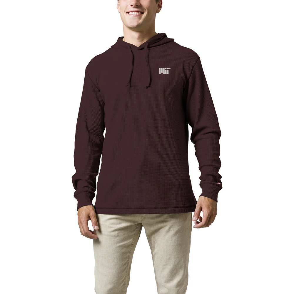 Men's League Collegiate Wear Maroon MIT Engineers Waffle Knit Pullover Hoodie