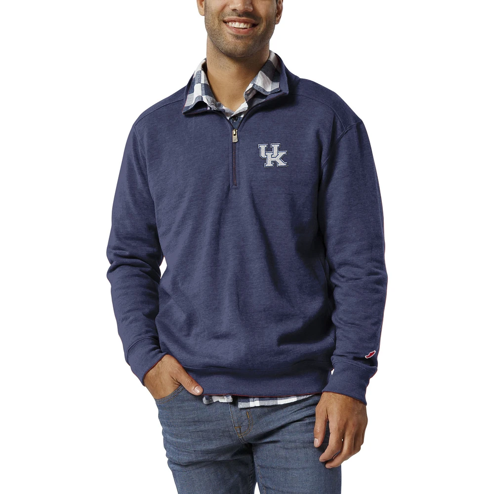 Men's League Collegiate Wear Heather Royal Kentucky Wildcats Heritage Tri-Blend Quarter-Zip Pullover Sweatshirt