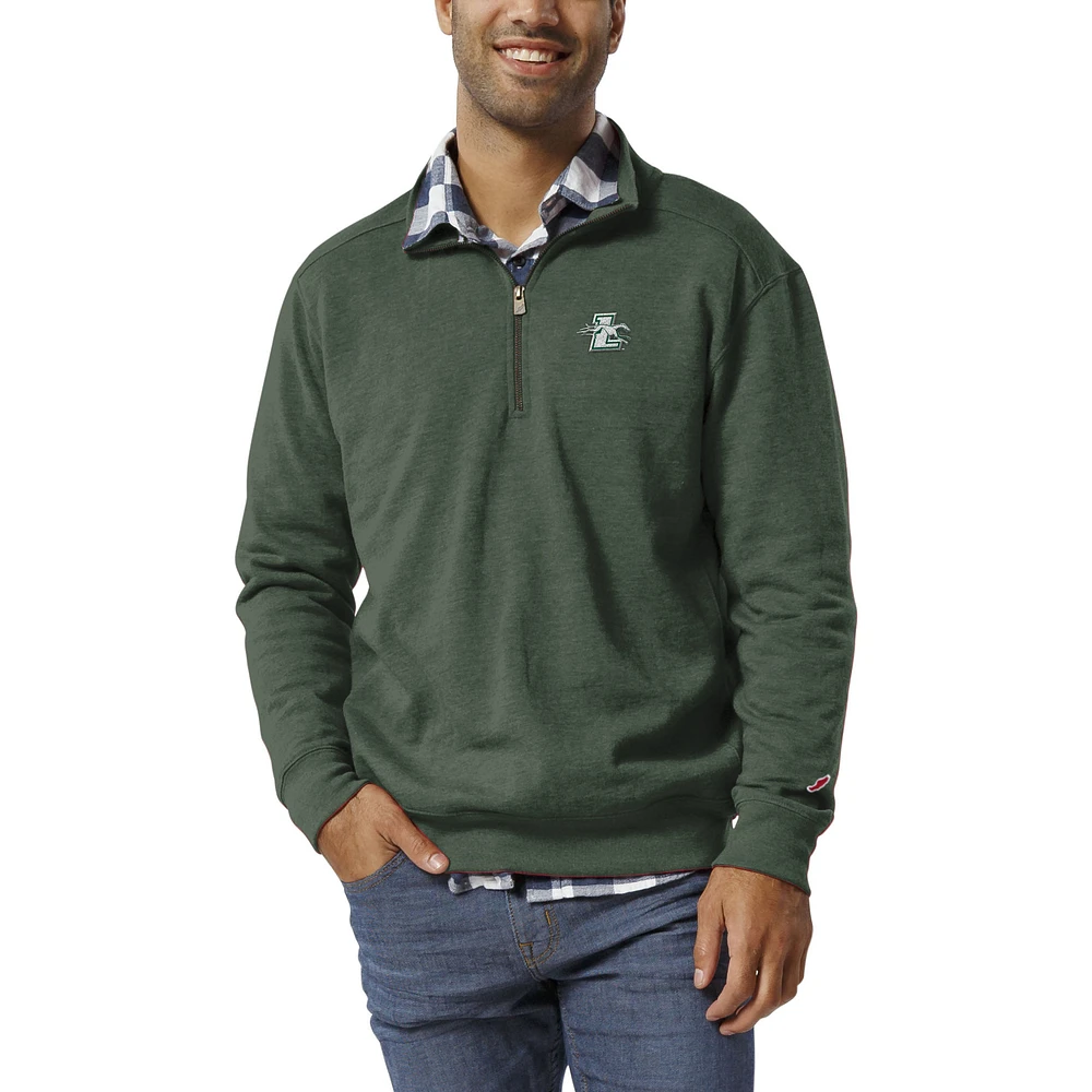 Men's League Collegiate Wear Heather Green Loyola Greyhounds Heritage Tri-Blend Quarter-Zip Pullover Sweatshirt