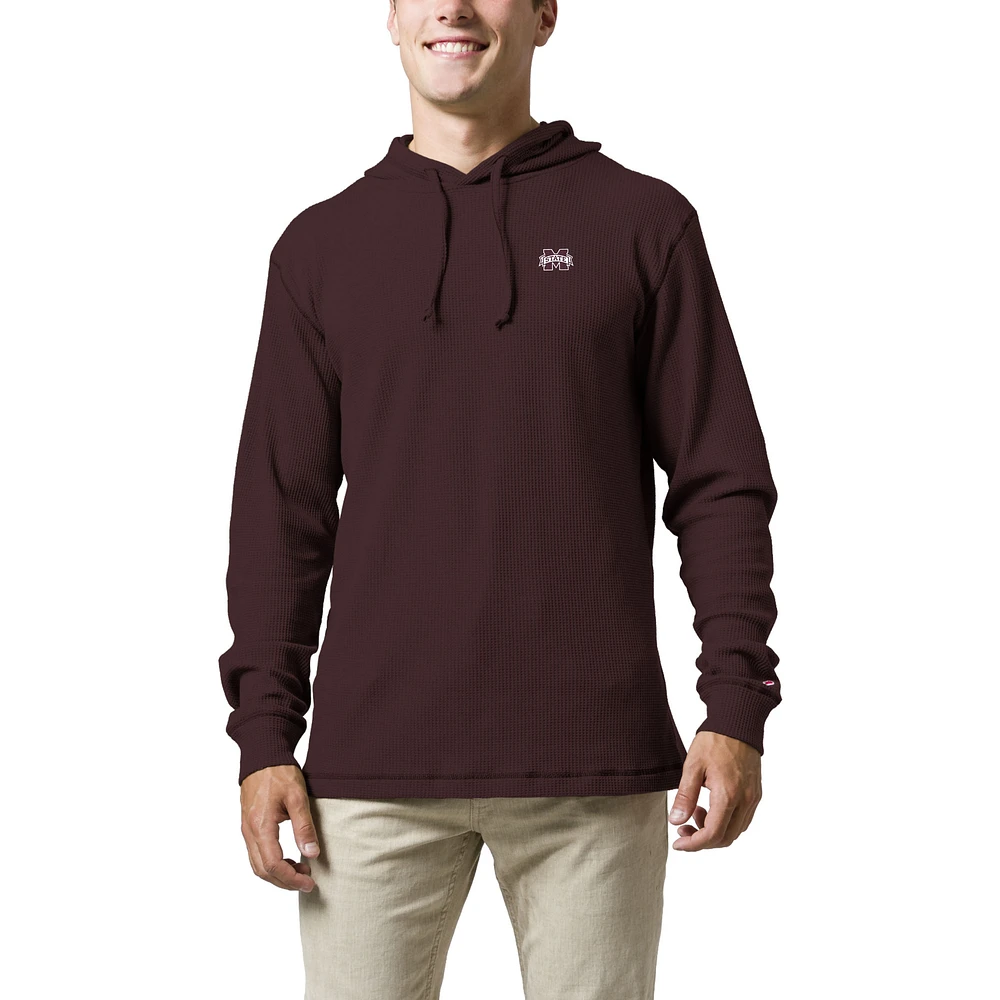 Men's League Collegiate Wear Maroon Mississippi State Bulldogs Waffle Knit Pullover Hoodie