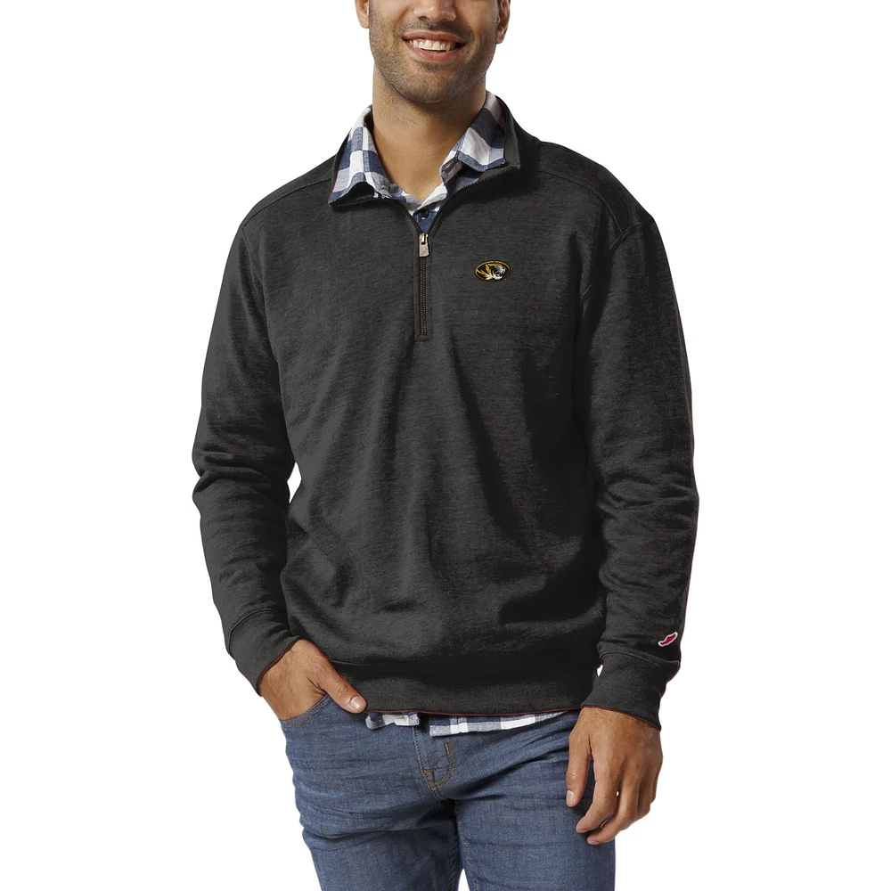 Men's League Collegiate Wear Heather Charcoal Missouri Tigers Heritage Tri-Blend Quarter-Zip Pullover Sweatshirt