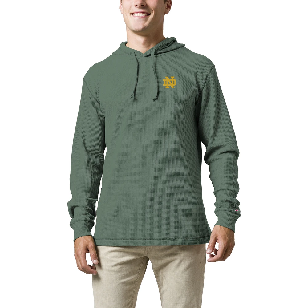 Men's League Collegiate Wear Green Notre Dame Fighting Irish Waffle Knit Pullover Hoodie