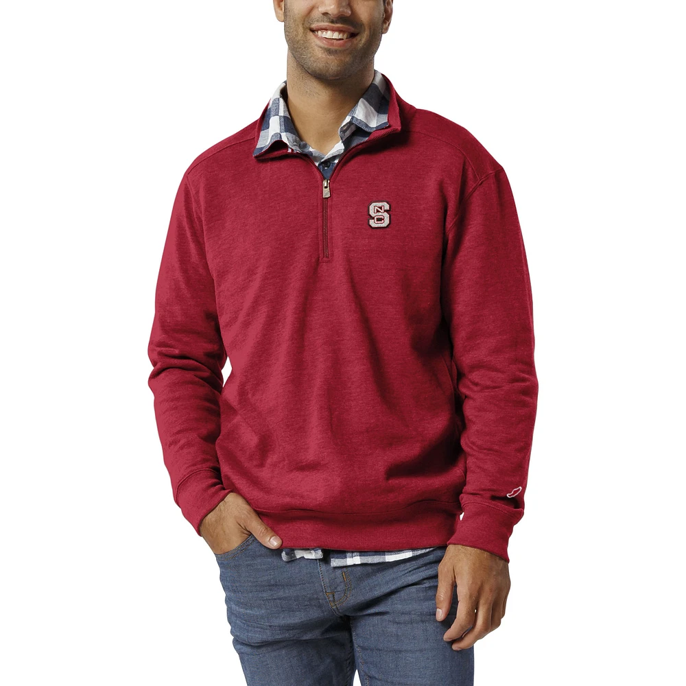 Men's League Collegiate Wear Heather Red NC State Wolfpack Heritage Tri-Blend Quarter-Zip Pullover Sweatshirt