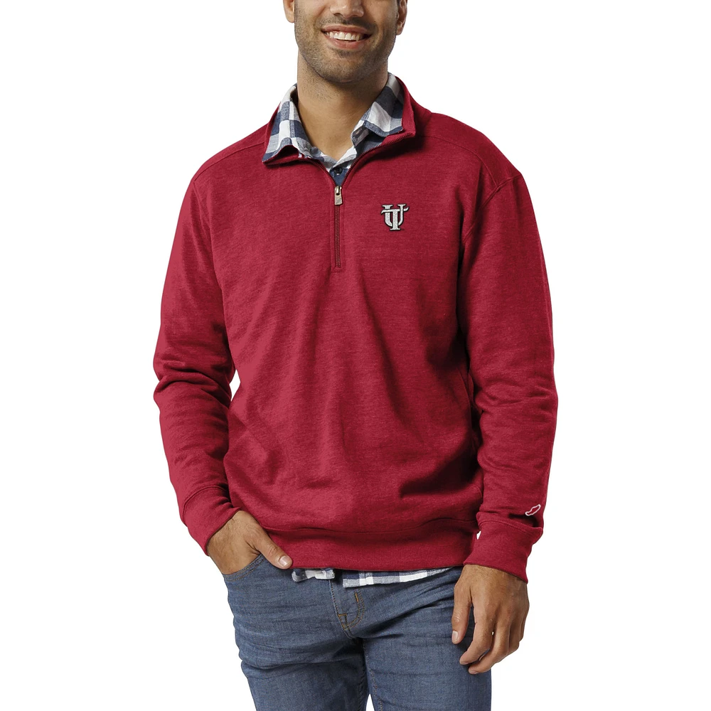 Men's League Collegiate Wear Heather Red Tampa Spartans Heritage Tri-Blend Quarter-Zip Pullover Sweatshirt