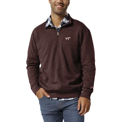 Men's League Collegiate Wear Heather Maroon Virginia Tech Hokies Heritage Tri-Blend Quarter-Zip Pullover Sweatshirt
