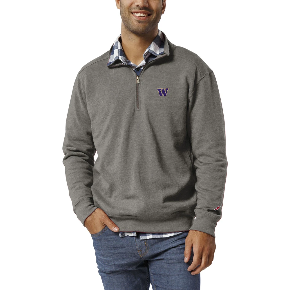 Men's League Collegiate Wear Heather Gray Washington Huskies Heritage Tri-Blend Quarter-Zip Pullover Sweatshirt