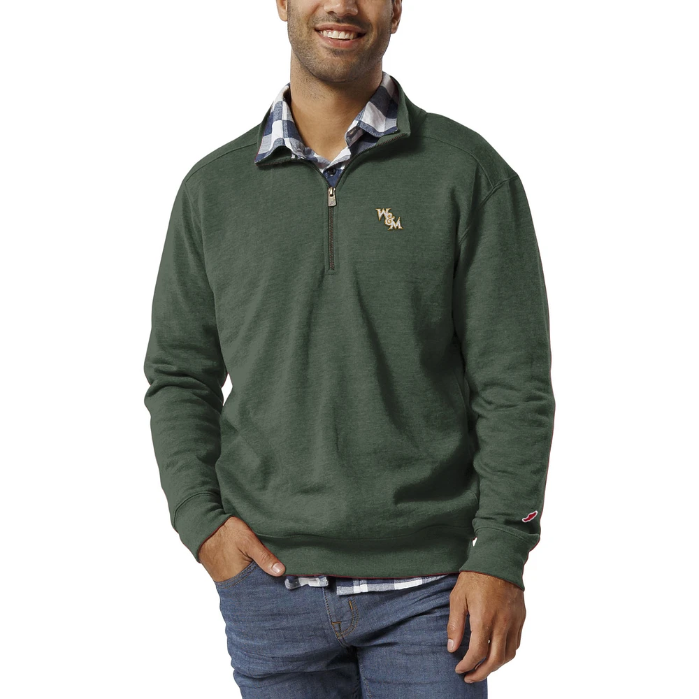 Men's League Collegiate Wear Heather Green William & Mary Tribe Heritage Tri-Blend Quarter-Zip Pullover Sweatshirt