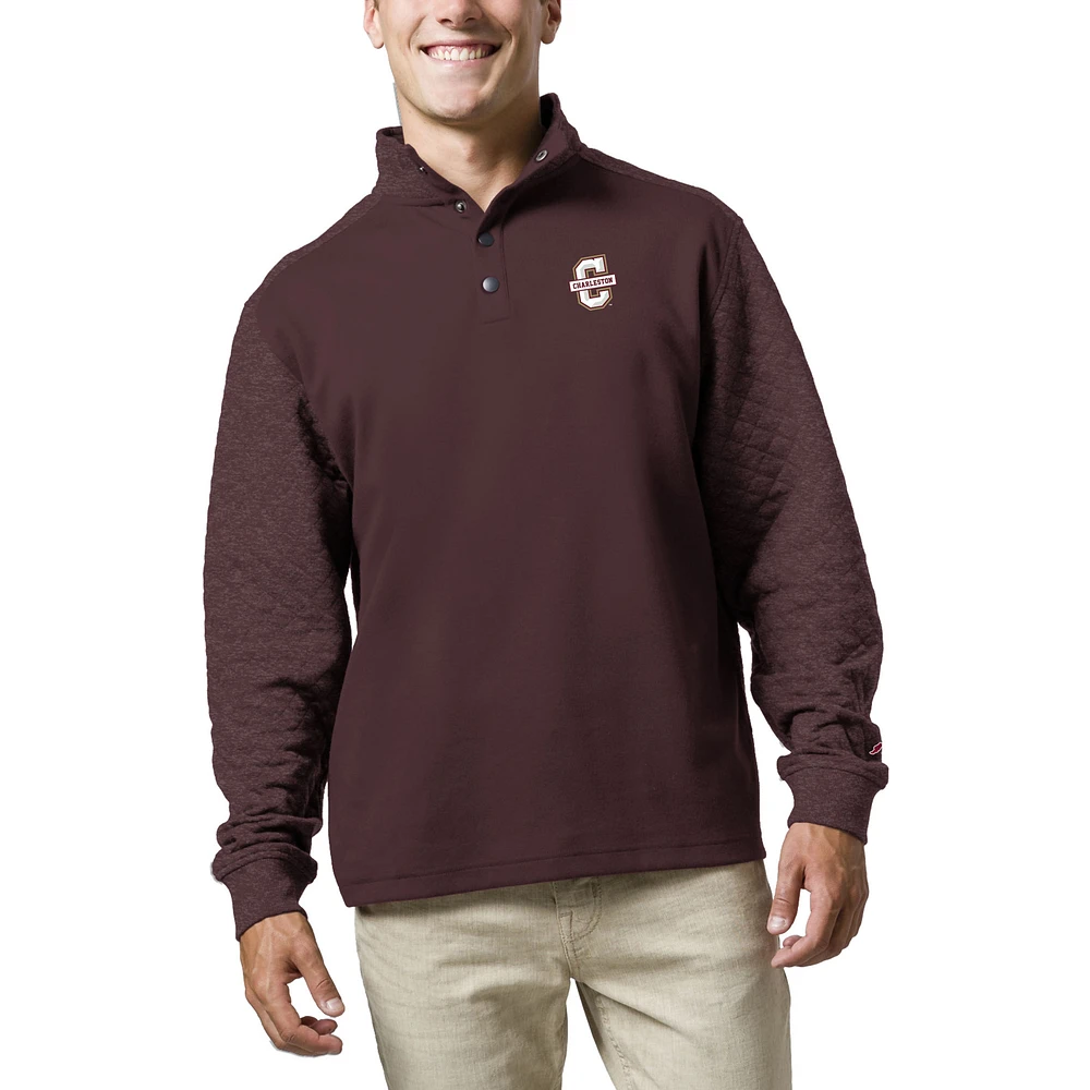 Men's League Collegiate Wear Heather Maroon Charleston Cougars Fleece Quarter Snap Up Pullover Sweatshirt