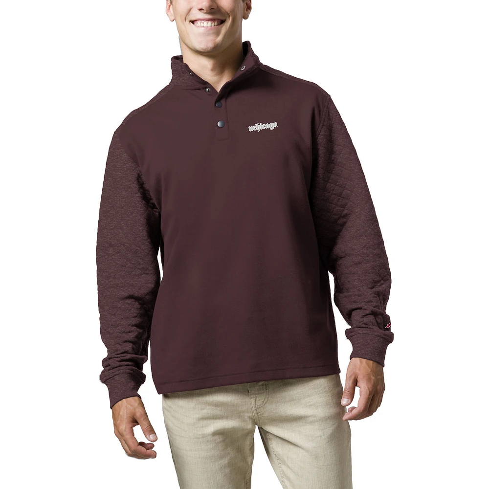 Men's League Collegiate Wear Heather Maroon UChicago Maroons Fleece Quarter Snap Up Pullover Sweatshirt