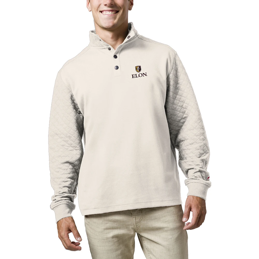 Men's League Collegiate Wear Heather Maroon Elon Phoenix Fleece Quarter Snap Up Pullover Sweatshirt