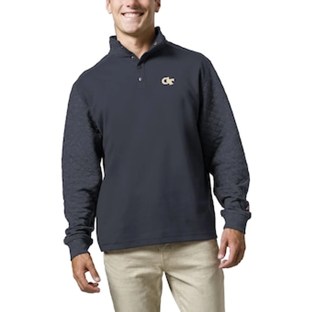 Men's League Collegiate Wear Navy Georgia Tech Yellow Jackets Fleece Quarter Snap Up Pullover Sweatshirt