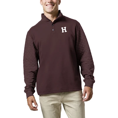 Men's League Collegiate Wear Heather Maroon Harvard Crimson Fleece Quarter Snap Up Pullover Sweatshirt