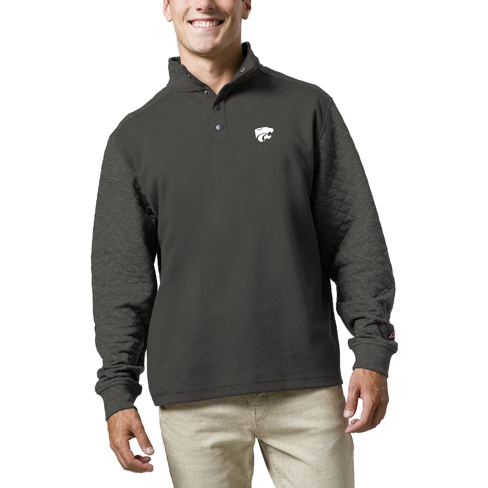 Men's League Collegiate Wear Charcoal Kansas State Wildcats Fleece Quarter Snap Up Pullover Sweatshirt