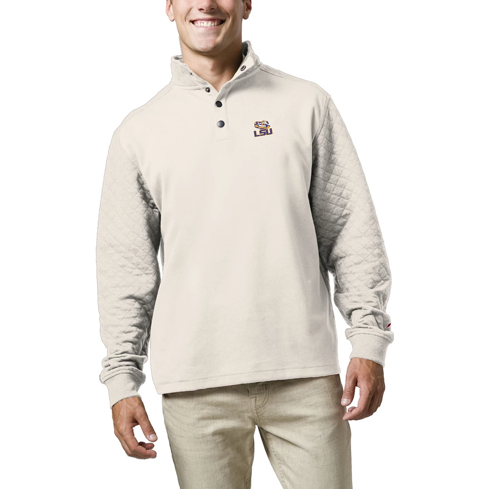 Men's League Collegiate Wear Cream LSU Tigers Fleece Quarter Snap Up Pullover Sweatshirt