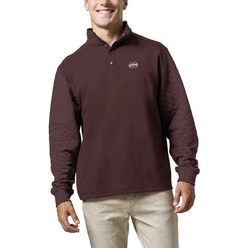 Men's League Collegiate Wear Heather Maroon Mississippi State Bulldogs Fleece Quarter Snap Up Pullover Sweatshirt