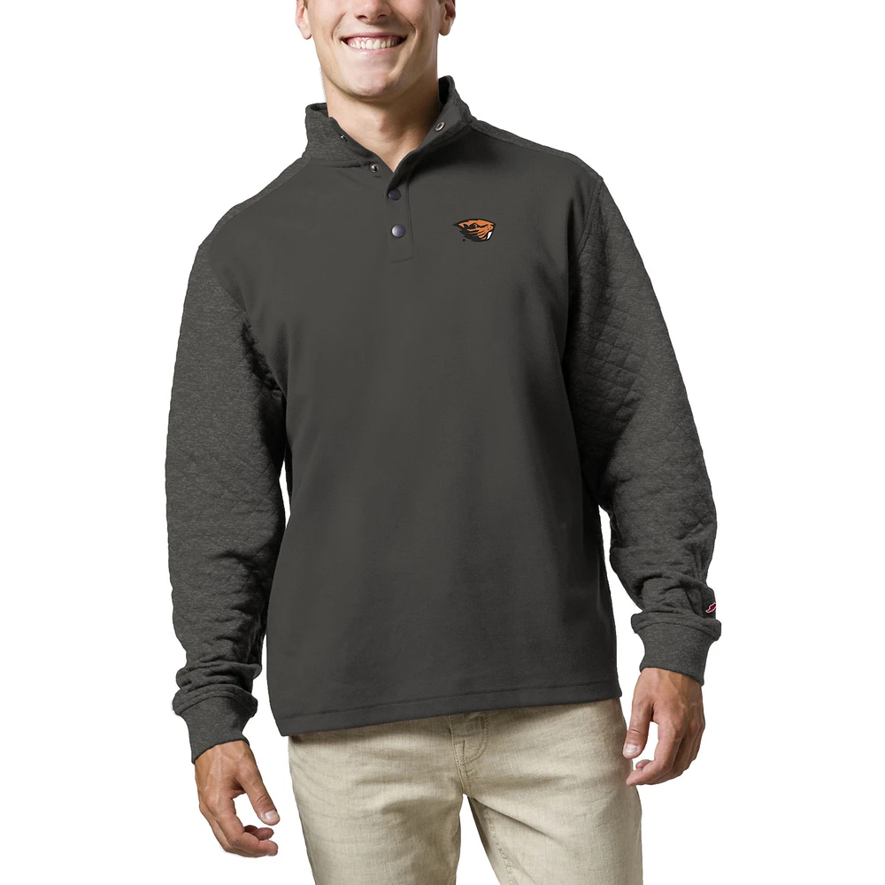 Men's League Collegiate Wear Charcoal Oregon State Beavers Fleece Quarter Snap Up Pullover Sweatshirt