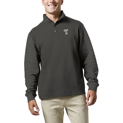 Men's League Collegiate Wear  Charcoal Temple Owls Fleece Quarter Snap Up Pullover Sweatshirt