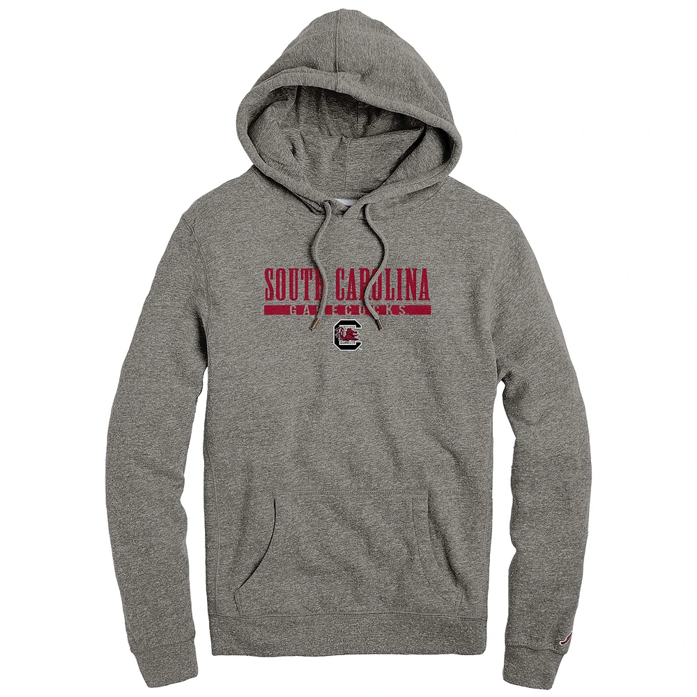 Men's League Collegiate Wear Heather Gray South Carolina Gamecocks Heritage Tri-Blend Pullover Hoodie
