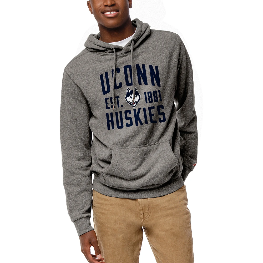 Men's League Collegiate Wear Heather Gray UConn Huskies Heritage Tri-Blend Pullover Hoodie