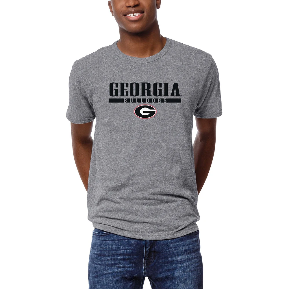 Men's League Collegiate Wear Heather Gray Georgia Bulldogs Victory Falls Tri-Blend T-Shirt