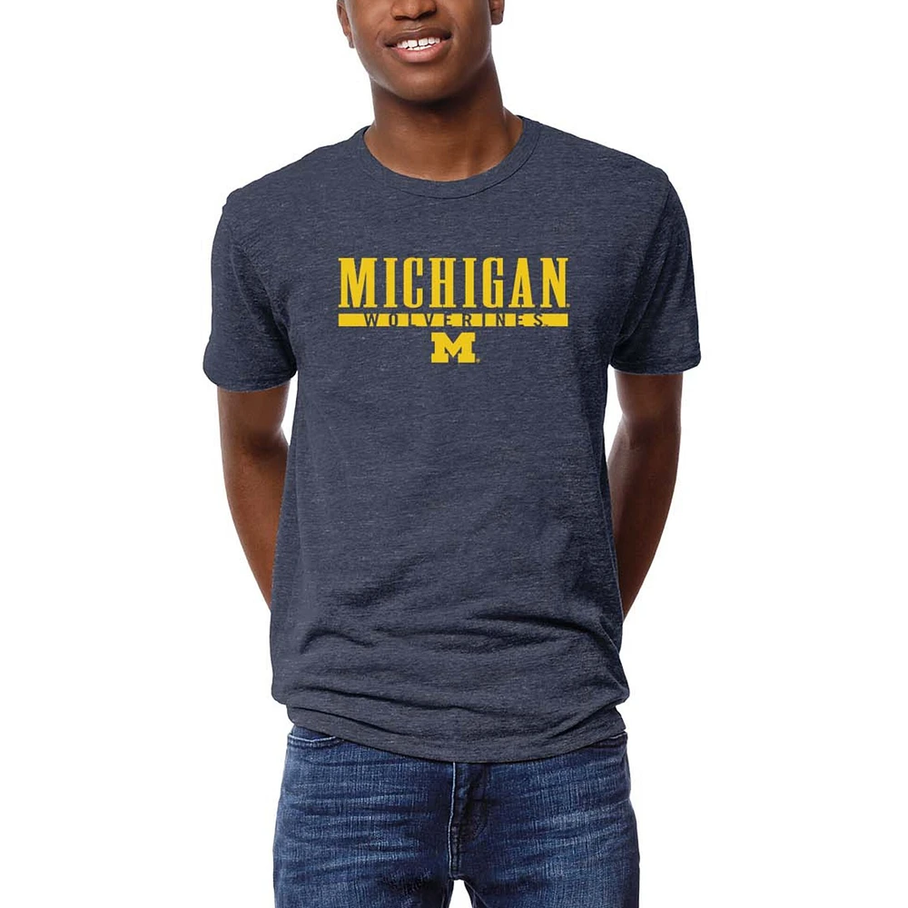 Men's League Collegiate Wear Heather Navy Michigan Wolverines Victory Falls Tri-Blend T-Shirt