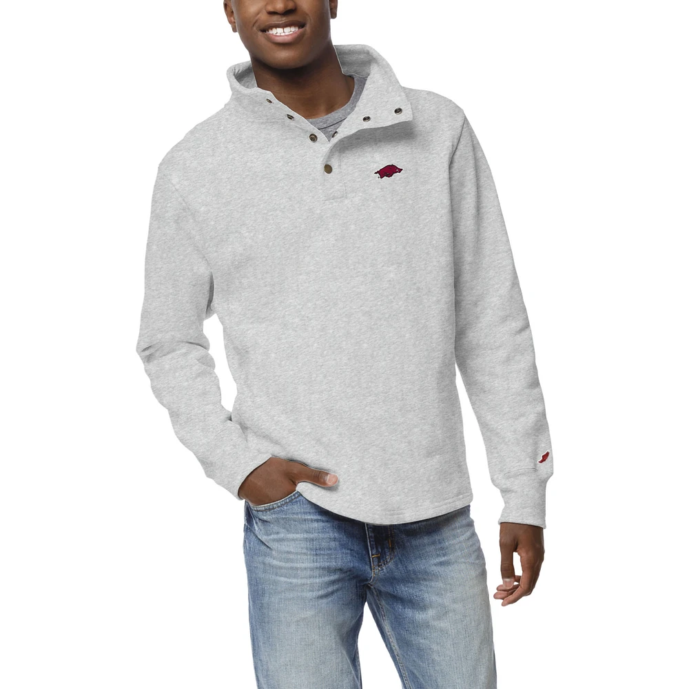 Men's League Collegiate Wear Ash Arkansas Razorbacks Fleece Quarter Snap Up Pullover Sweatshirt