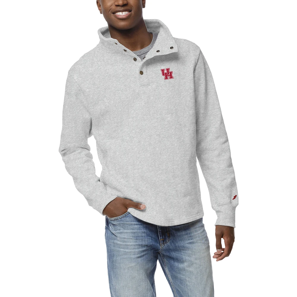 Men's League Collegiate Wear Ash Houston Cougars Fleece Quarter Snap Up Pullover Sweatshirt