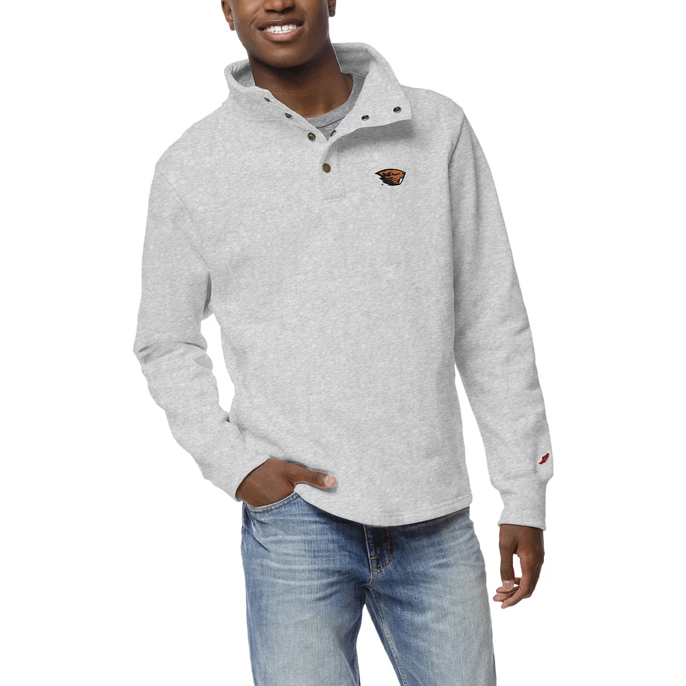 Men's League Collegiate Wear Ash Oregon State Beavers Fleece Quarter Snap Up Pullover Sweatshirt