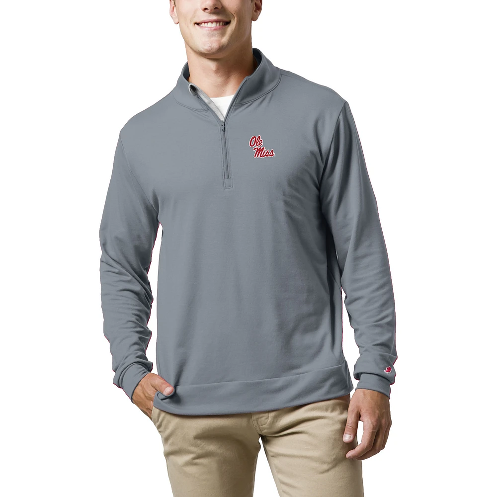 Men's League Collegiate Wear Light Blue Ole Miss Rebels All Day Quarter-Zip Pullover Top
