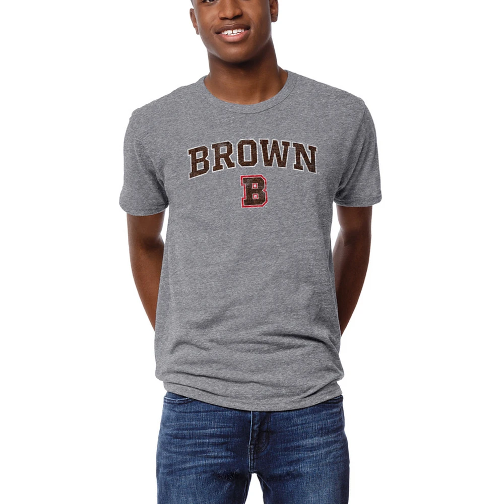 Men's League Collegiate Wear Heather Gray Brown Bears Arch Victory Falls Tri-Blend T-Shirt