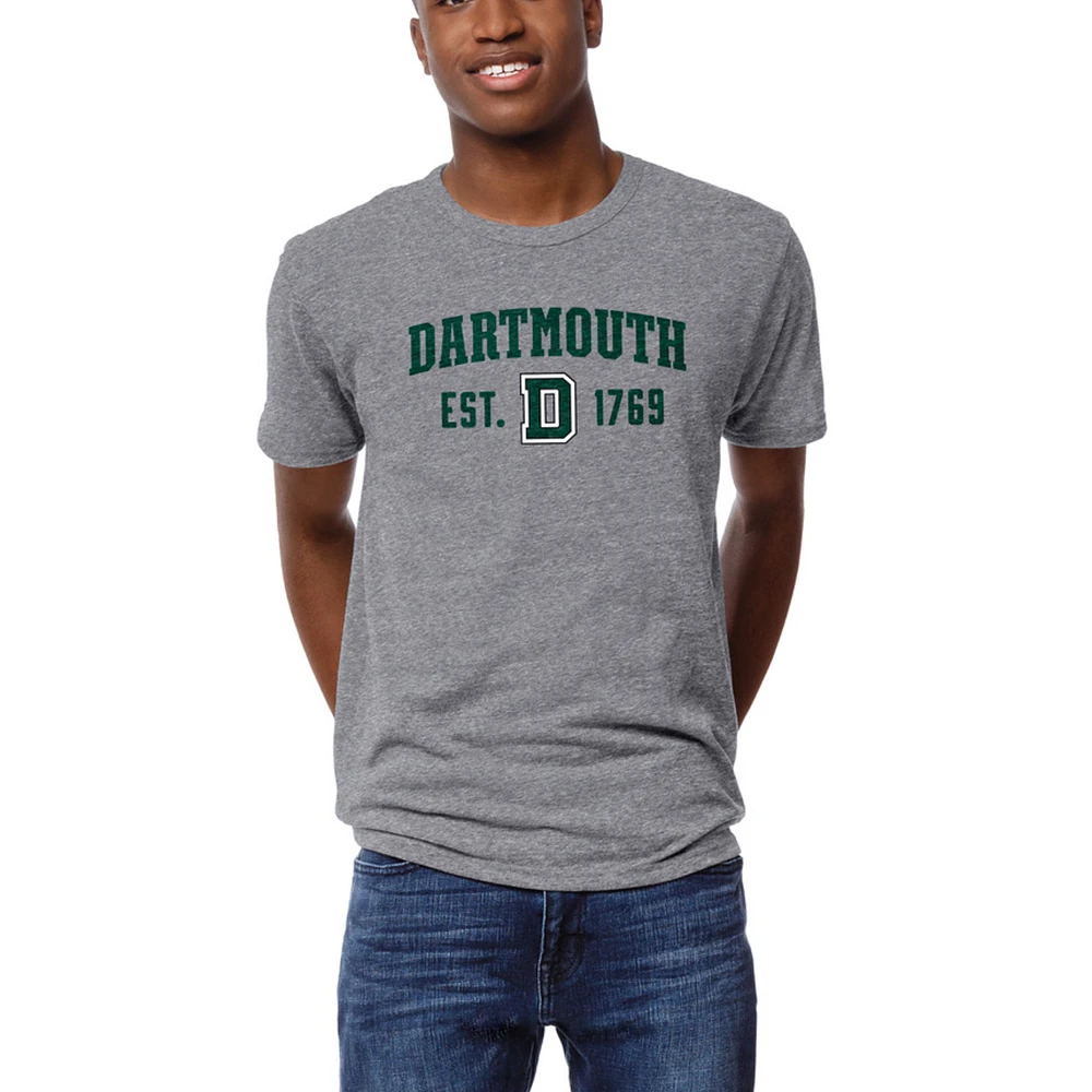 Men's League Collegiate Wear Heather Gray Dartmouth Big Green Arch Victory Falls Tri-Blend T-Shirt