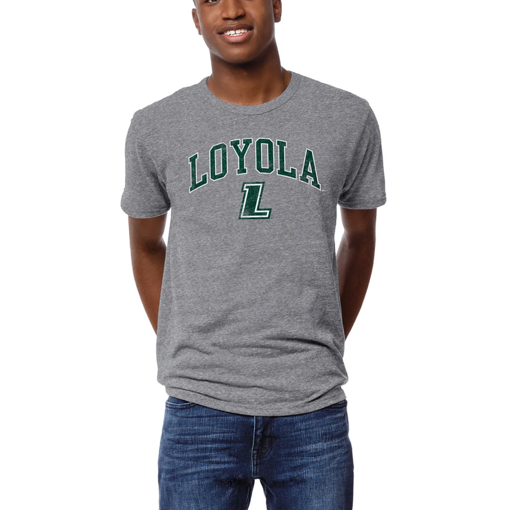 Men's League Collegiate Wear Heather Loyola Greyhounds Arch Victory Falls Tri-Blend T-Shirt